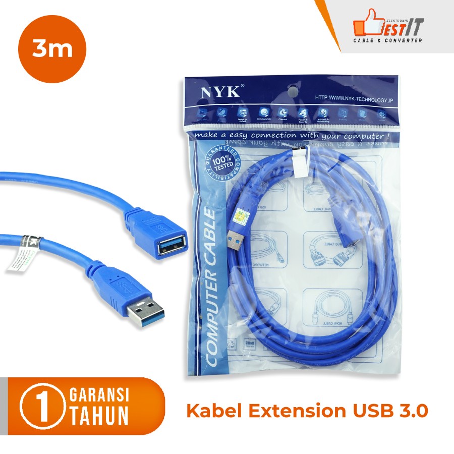 Kabel USB Extension 3.0 Male to Female NYK 1.5 Meter 3 Meter