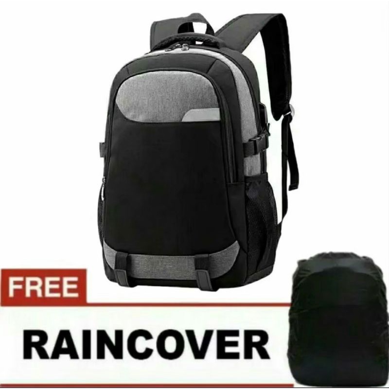 Tas ransel laki laki SD SMP motit kombinasi gratis cover hujan