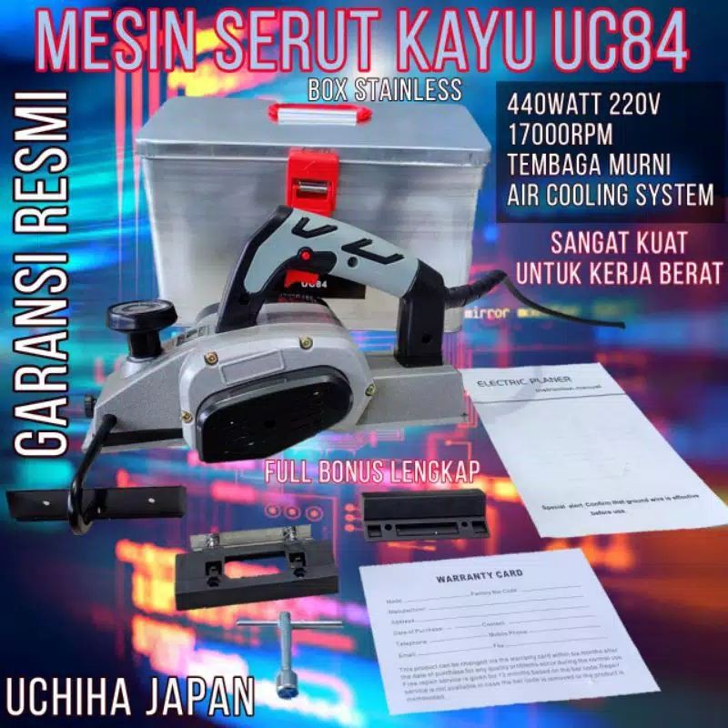Mesin planer planner UC84 ketam sugu serut pasah kayu uchiha JAPAN