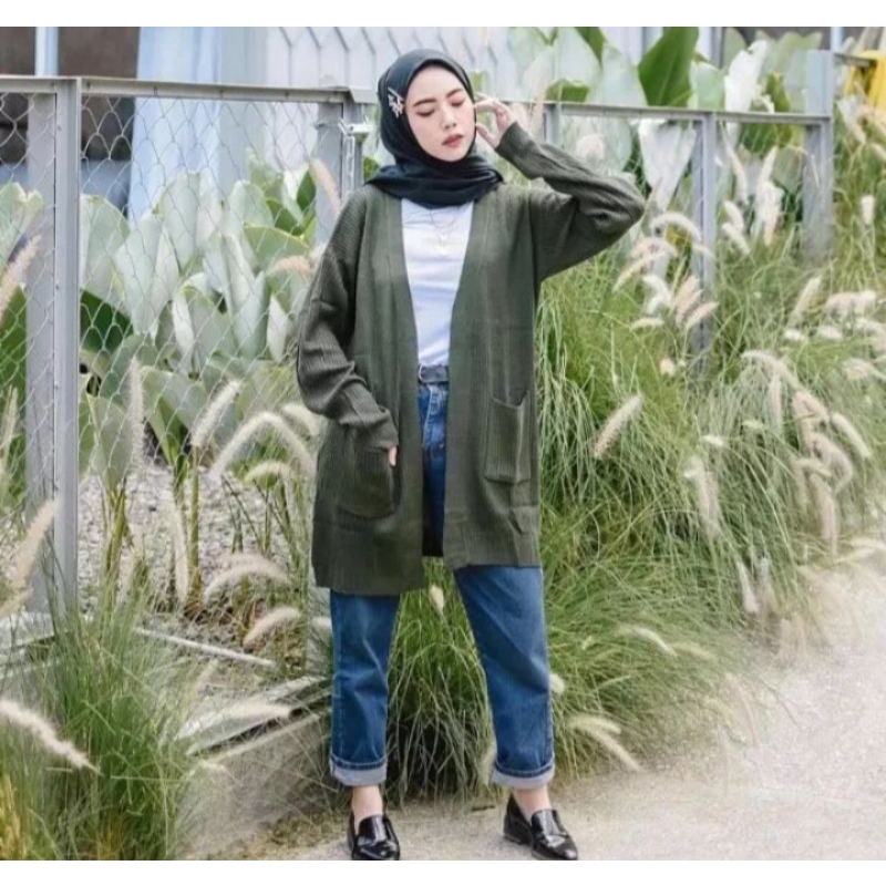 Long cardy Belle oversize - cardigan rajut panjang - cardigan rajut Belle - rajut Belle termurah - rajut Belle tebal - long cardy premium - cardigan oversize - cardigan rajut oversize terbaru - Belle cardy tebal - sweatar rajut oversize - rajut murah-Army