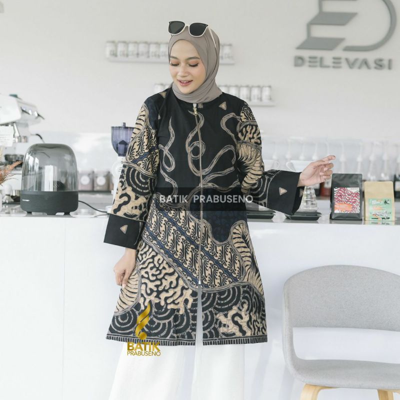 Atasan Tunik Batik Prabuseno Original Kwalitas Premium Motif Drapudi Katun Lapis puring Trikot
