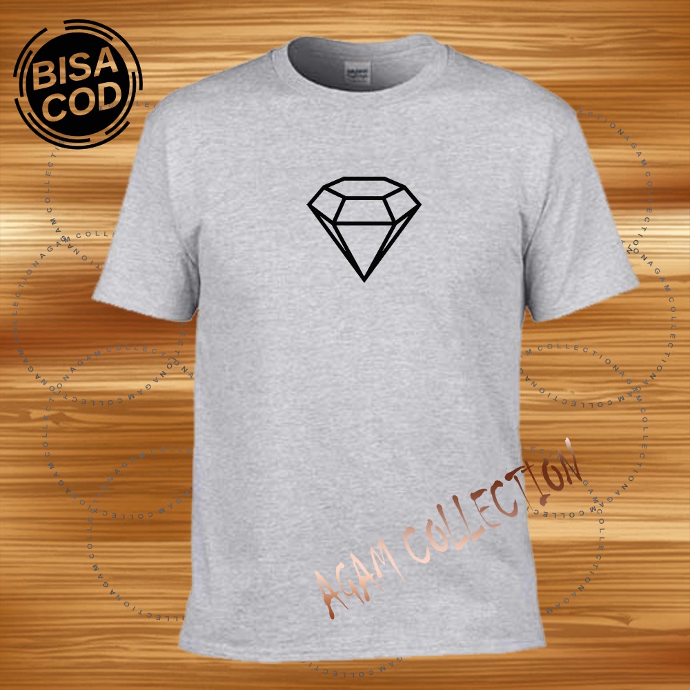 Agam Collection Baju Kaos Distro Diamond Text Hitam Lengan Pendek Premium Quality