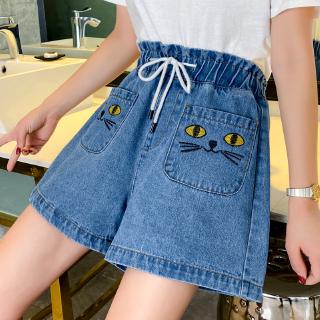  Celana  Pendek  Model Longgar High Waist Bahan Jeans  Ukuran 