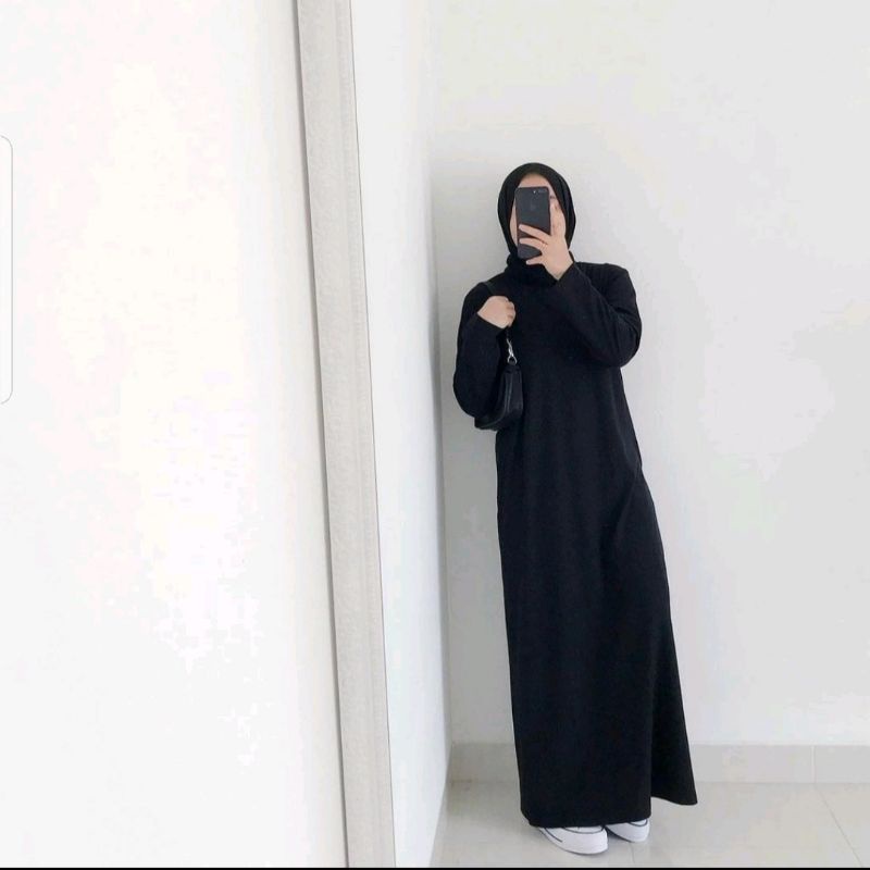 INNER DRESS lengan panjang murah bahan jersey premium jumbo manset polos