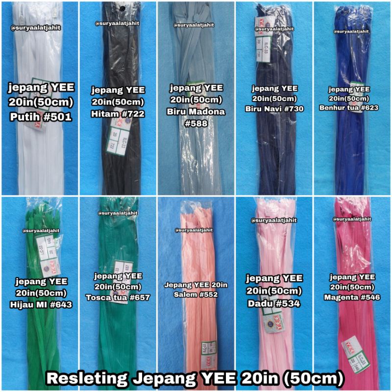 Resleting jepang YEE 20in/50cm 1wrn@1lusin =rp.21.000/12pcs