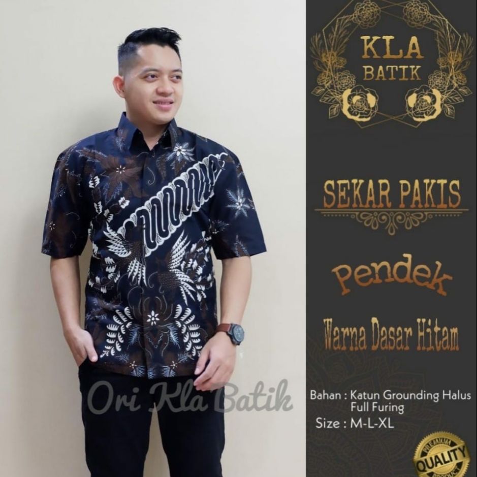 Batik Lengan Pendek Pria Batik Pendek Lapis Furing SEKAR PAKIS Baju Batik Pendek Terbaru