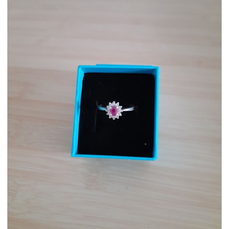 Cincin Silver Permata Ruby asli