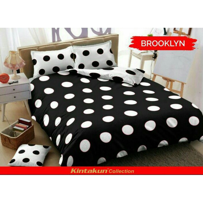 Sprei/Seprai kintakun POLKADOT BROOKLYN/Black White/Hitam Putih size Queen & King