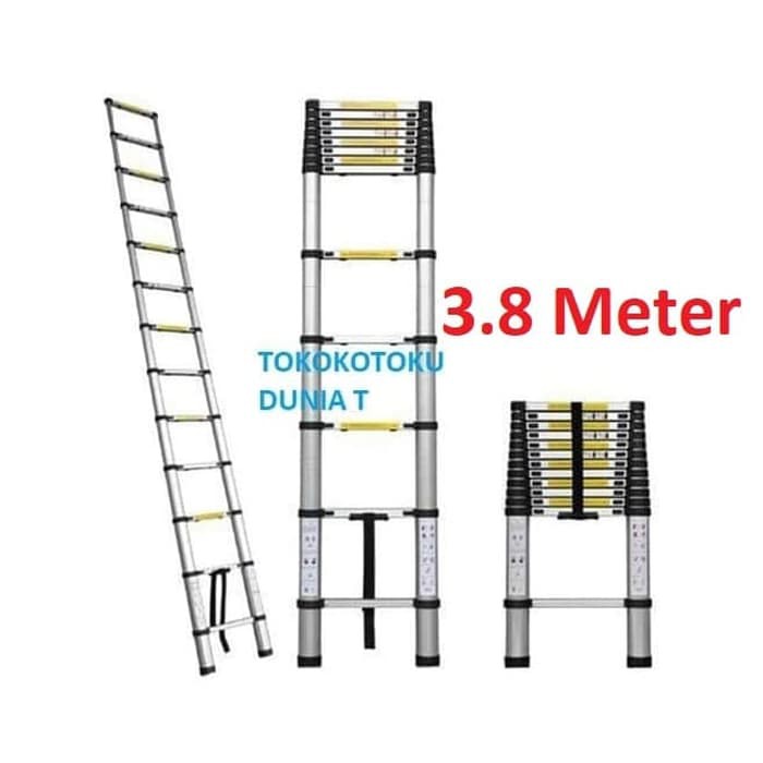 Tangga Teleskopik 3.8M Aluminium Single Telescopic Ladder 3.8 M