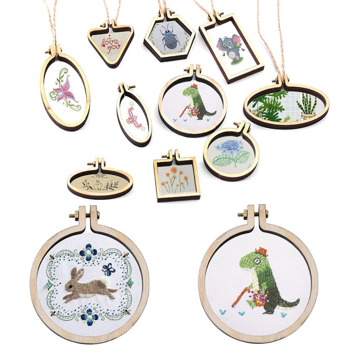 Mini Embroidery Frame Pendant - Round Shape