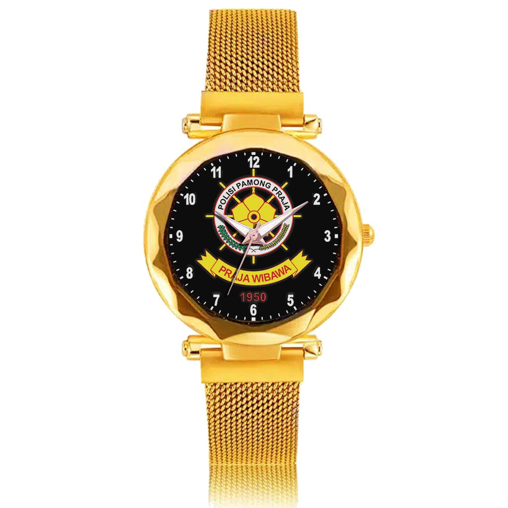 Jam Tangan Wanita Custom - POLISI PAMONG PRAJA MOTIF 2 Free Box &amp; Batre Cadangan