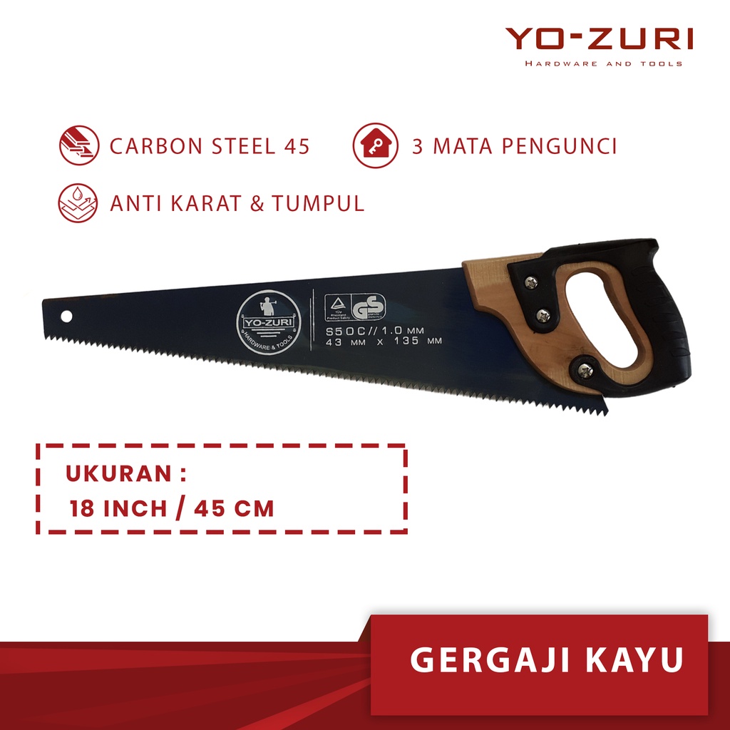 Gergaji Tangan Kayu Gagang Di Lapisi Karet YOZURI