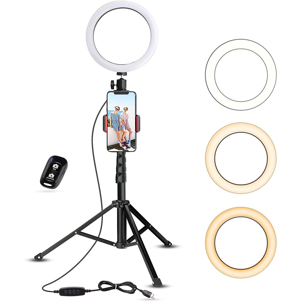 PAKET RING LIGHT 33CM KEKINIAN 3 MODE WITH TRIPOD 2.1M SERBAGUNA