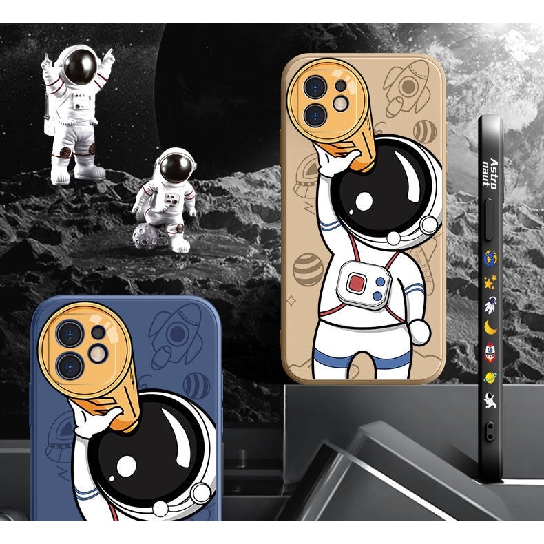 Hand strap + silicone astronaut case iphone 12 pro max 12mini 11 pro max iphone XR X/Xs max 7/8/se2020 7plus/8plus all-inclusive anti-fall soft shell protective cover