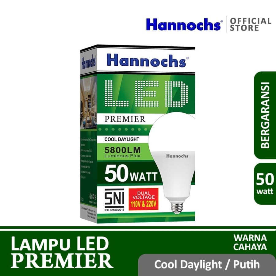 HANNOCHS PREMIER 50 WATT - Bola Lampu LED E27 50 Watt - Garansi 1 Tahun