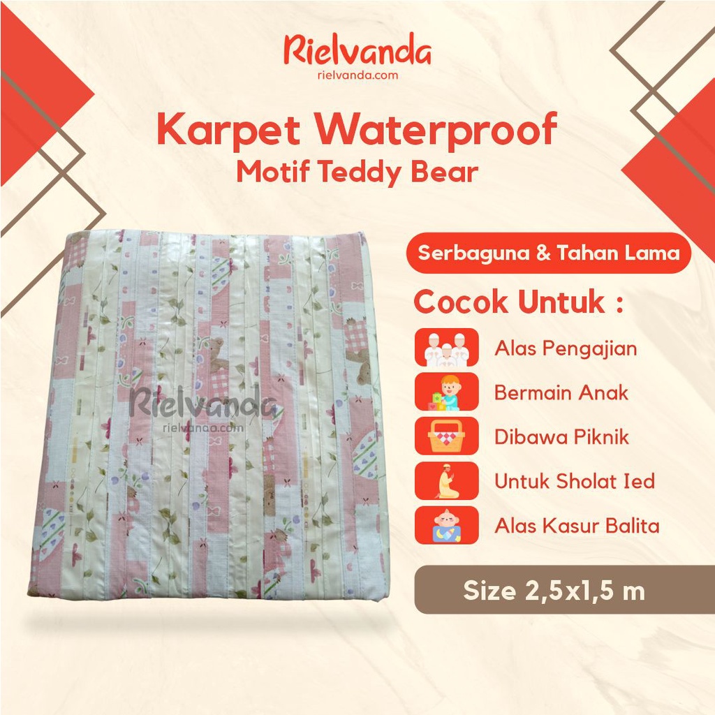 Karpet Waterproof Motif Teddy Bear Lipat Alas Anti Air Plastik Kamar Mandi Dapur Kitchen Aesthetic E
