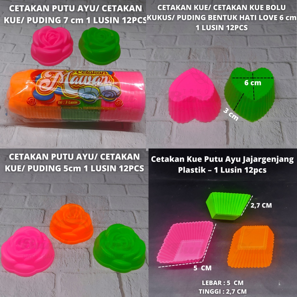 Cetakan Kue Kukus Puding Plastik Cetakan Kue Putu Ayu Bentuk Mawar Love Jajargenjang Bermacam Bentuk