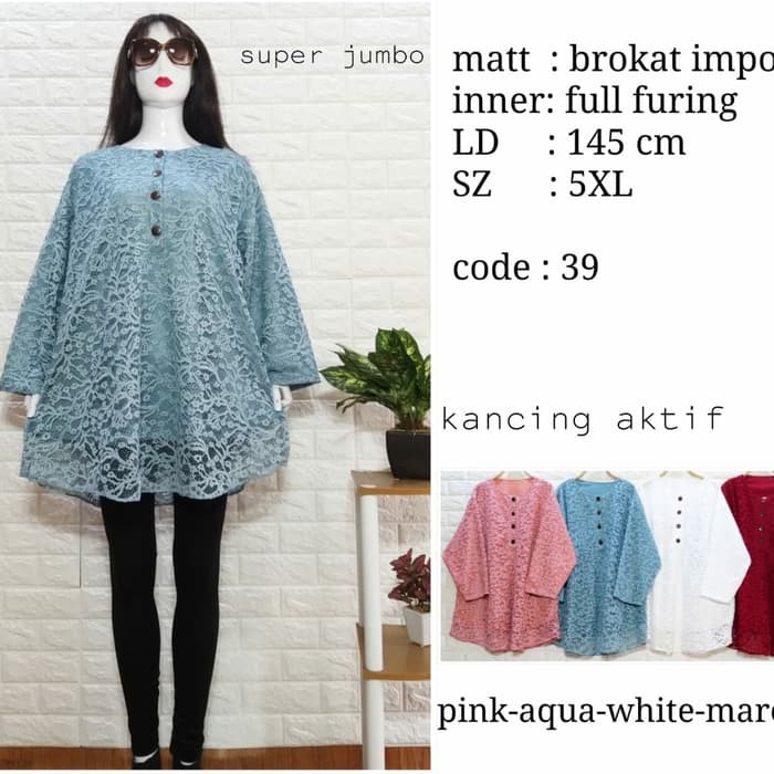 Blus blouse atasan jumbo bigsize brukat brokat LD 145 CM FIT 6L XXXXXL