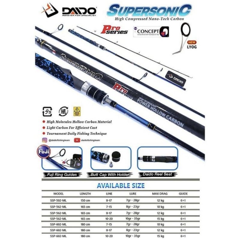Joran DAIDO SUPERSONIC PRO SERIES 602 180cm 7-15lb 8-17lb 10-20lb (american style)