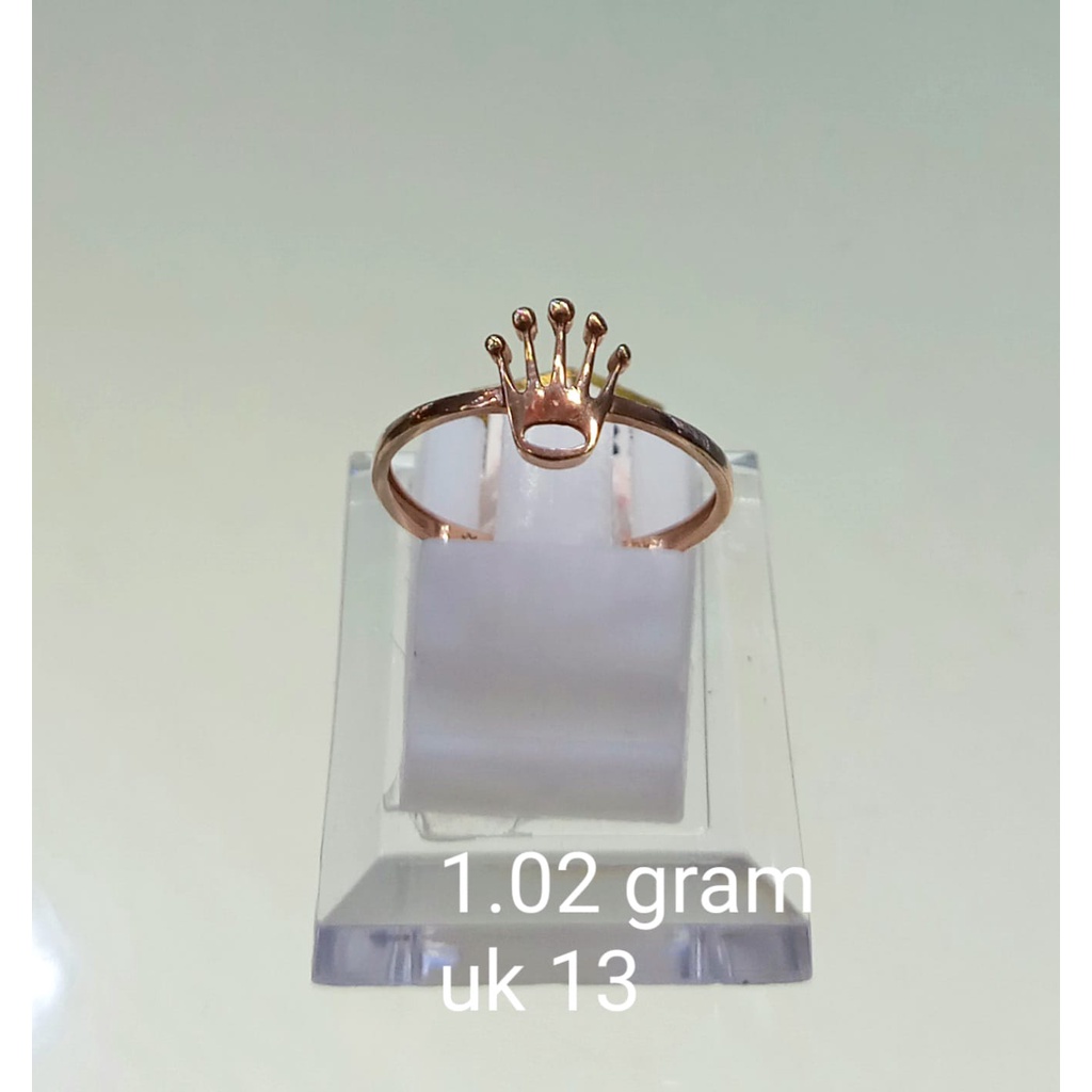 Cincin Emas Rosegold Crown Kadar 75% 1.02 Gram Size 13