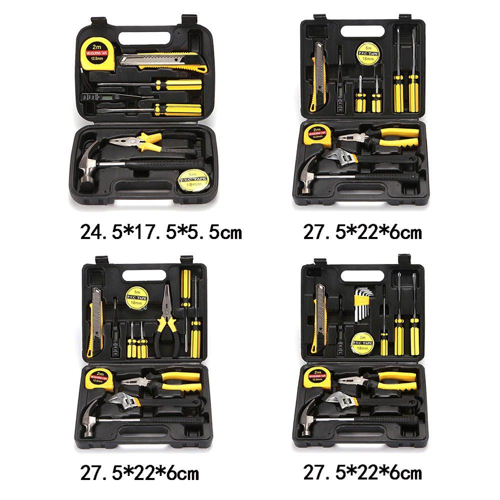 Solighter Set Alat Tukang Listrik Portable Rumah Tangga Kombinasi Toolbox Woodworking Tape Measure Tang Hand Tools Kit