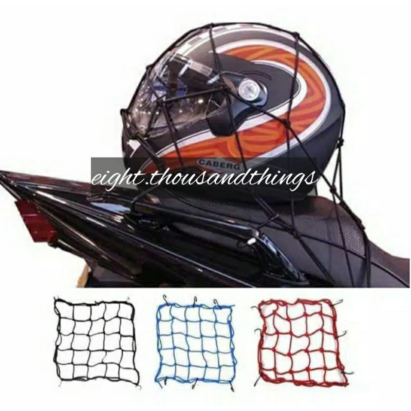 1 Pcs Jaring Barang Atau Jaring Helm Besar - Silahkan Pilihan Warna JUMBO uk 40x40 motor universal honda yamaha suzuki vario mio beat nmax lexi aerox adv satria fu ninja scoopy spacy fino genio xeon m3 vixion byson supra kharisma revo vega jupiter dll