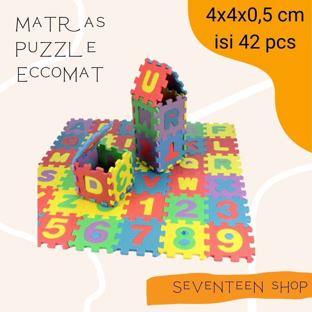 Puzzle Spon Mainan Kreatif Angka Dan Huruf Untuk Anak Isi 42 Puzzle