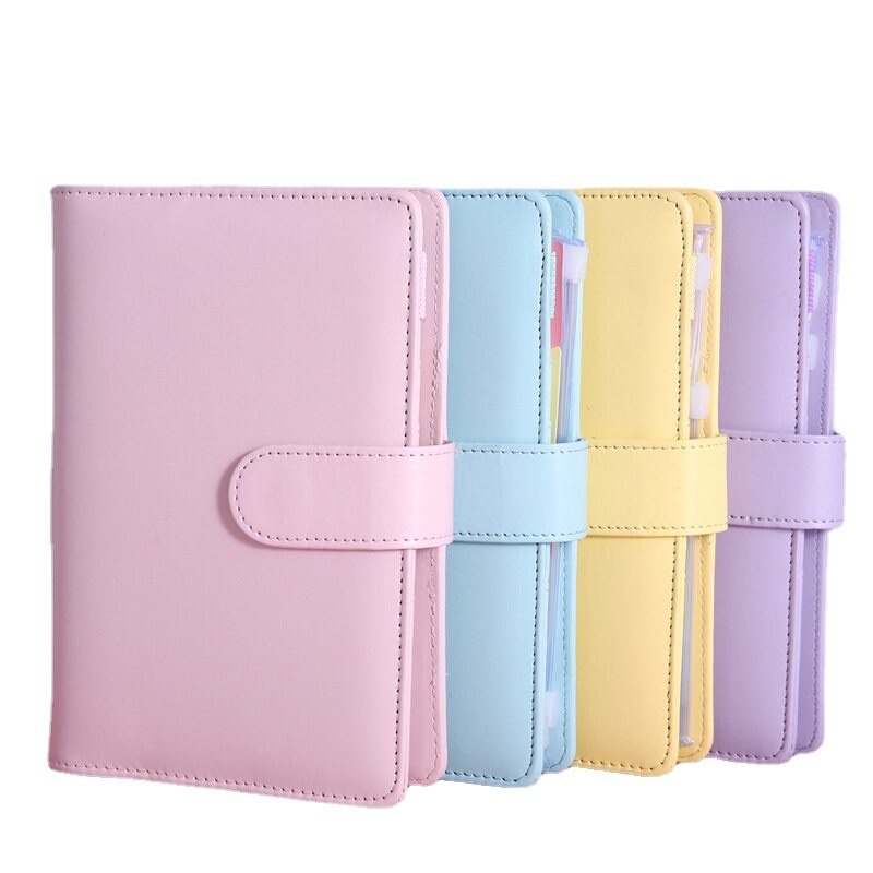 Laser Macaron A6 Binder PU Leather DIY Notebook Cover Diary Planner Scrapbook School Stationery
