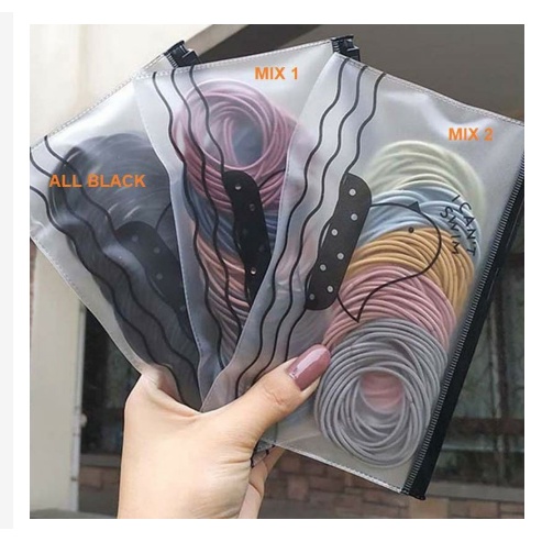 100 PCS IKAT RAMBUT ELASTIS WARNA POLOS GAYA KOREA UNTUK WANITA