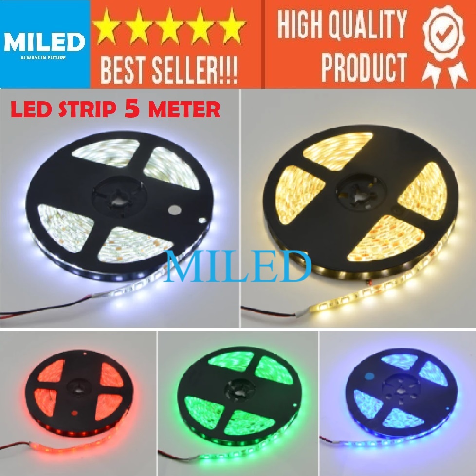 LAMPU LED STRIP 5 METER 12V 12VOLT / LAMPU DROP CELLING - LAMPU PLAFON TIPE 2835 5050 / LAMPUS HIAS