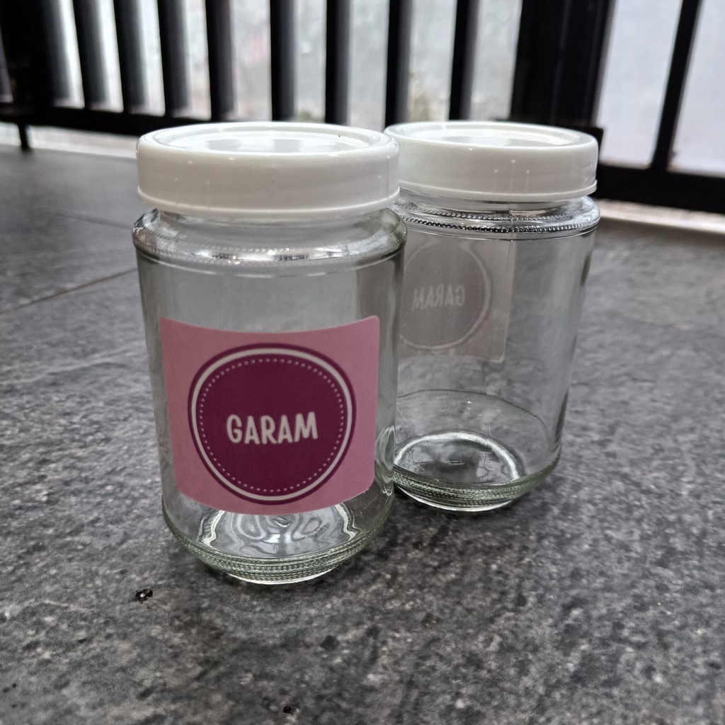 Toples Bumbu Kaca 330 ml free label PINK pastel minimalis shabby stuff