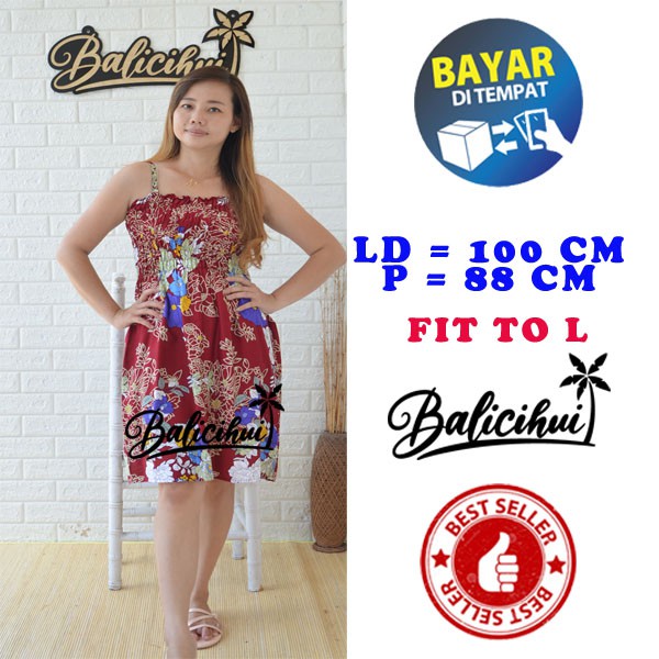 Balicihui Dress Kerut Pendek Tali Wanita Dress Kerut Dada