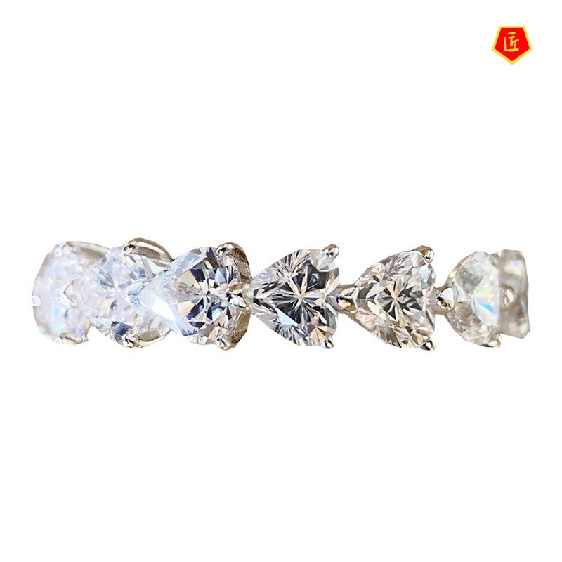 [Ready Stock]Serial Heart-Shaped Moissanite Ring Female Ins Fashion Normcore Style