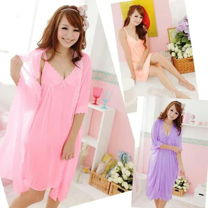 baju tidur wanita dewasa daster kimono trikot silk sexy - SALEM