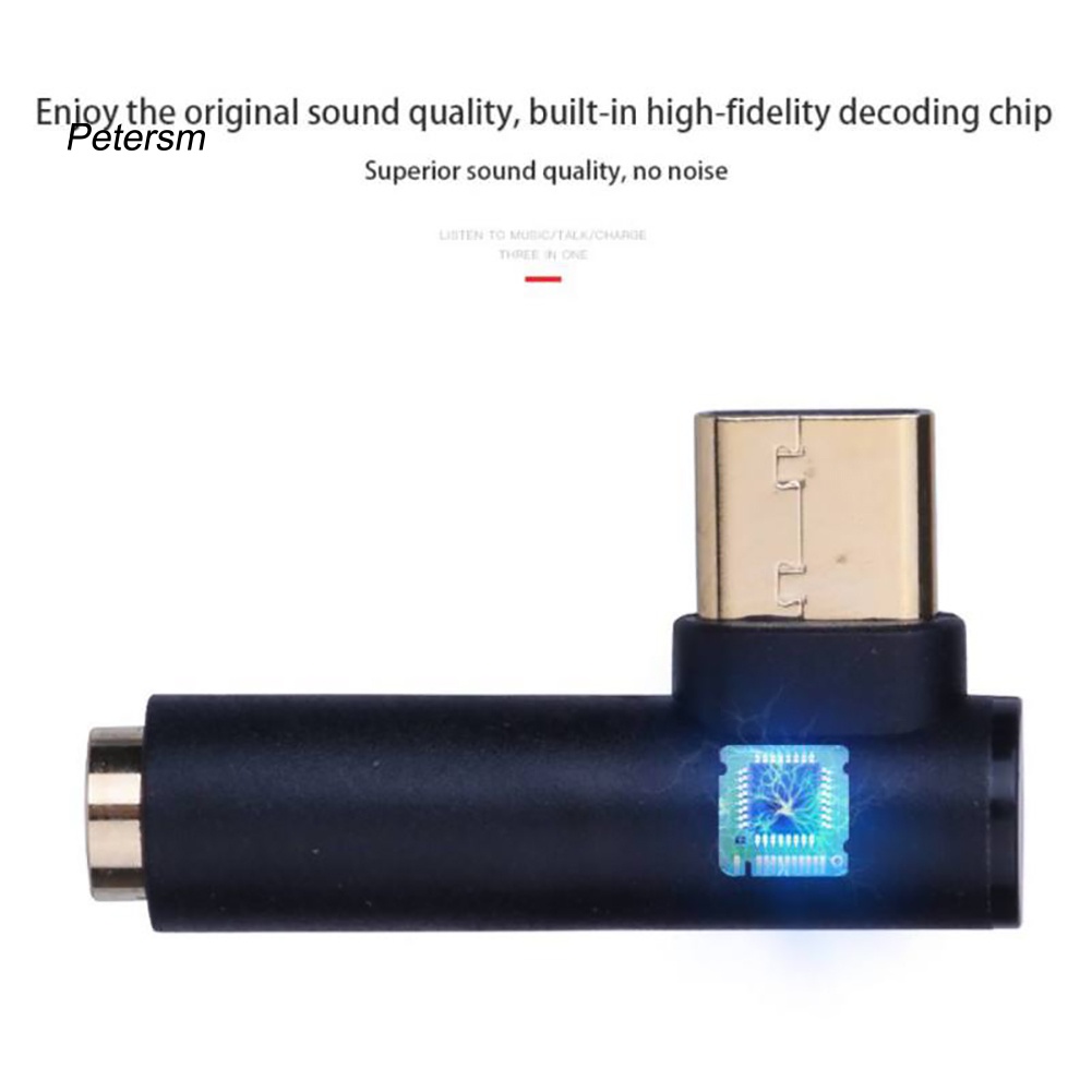 (Pt) Adapter Audio Tipe C Ke Jack 3.5mm Bentuk L Portable Untuk Handphone / Tablet