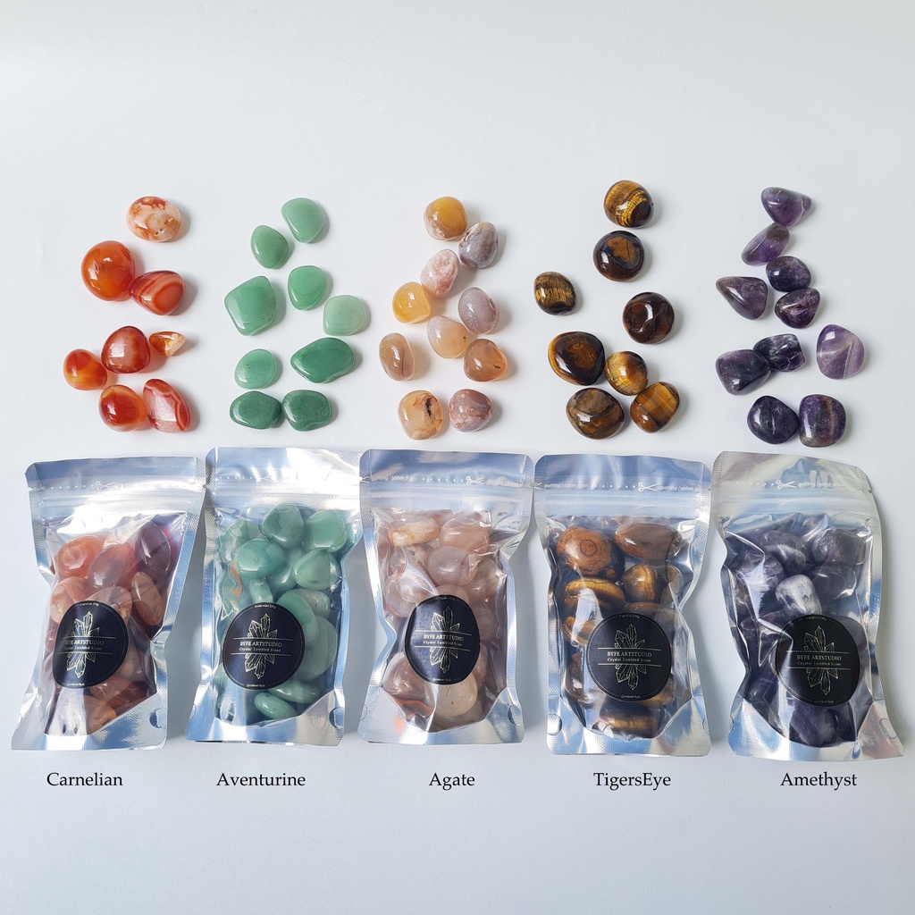 CRYSTAL TUMBLED STONE BIG amethyst aventurine agate carnelian tiger-eye 250gram