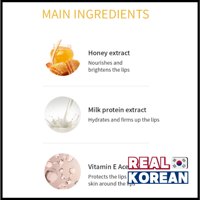 Apieu Honey and Milk Lip Balm 3.3g/ Honey and Milk Lip Scrub 8ml / Honey and Milk Lip Sleeping Pack 6.7g