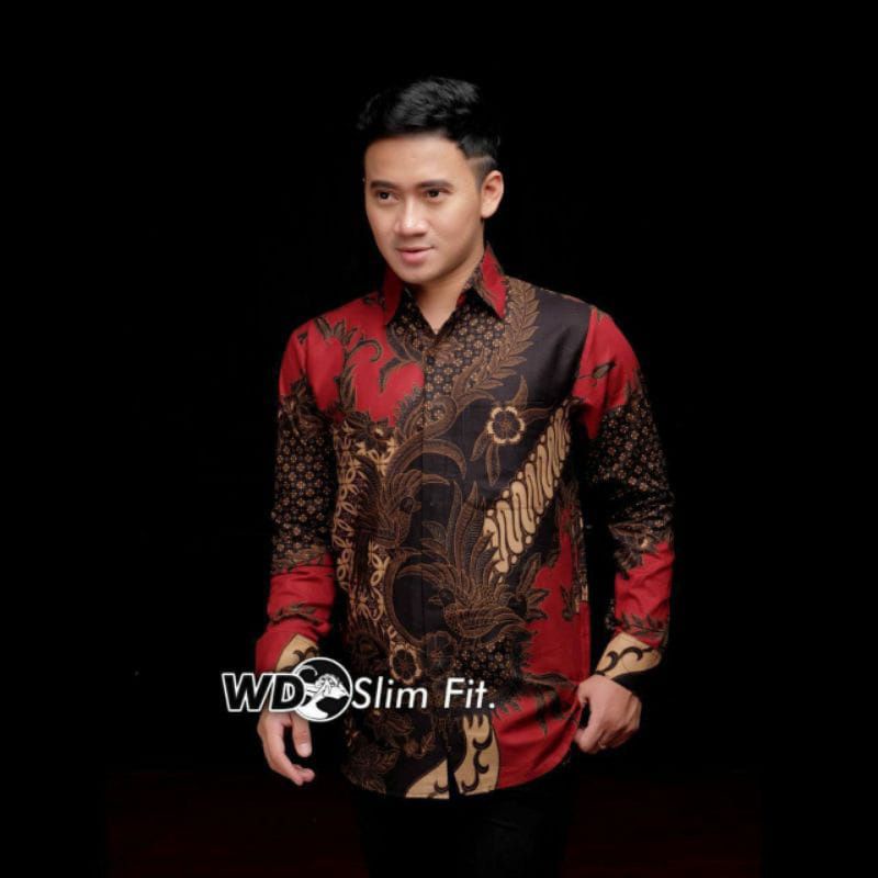 [AJINEBUSONO] Kemeja Batik Pria Lengan Panjang Exclusive Kemeja Batik Cowok Kerja Kantoran Batik Stretch 1002