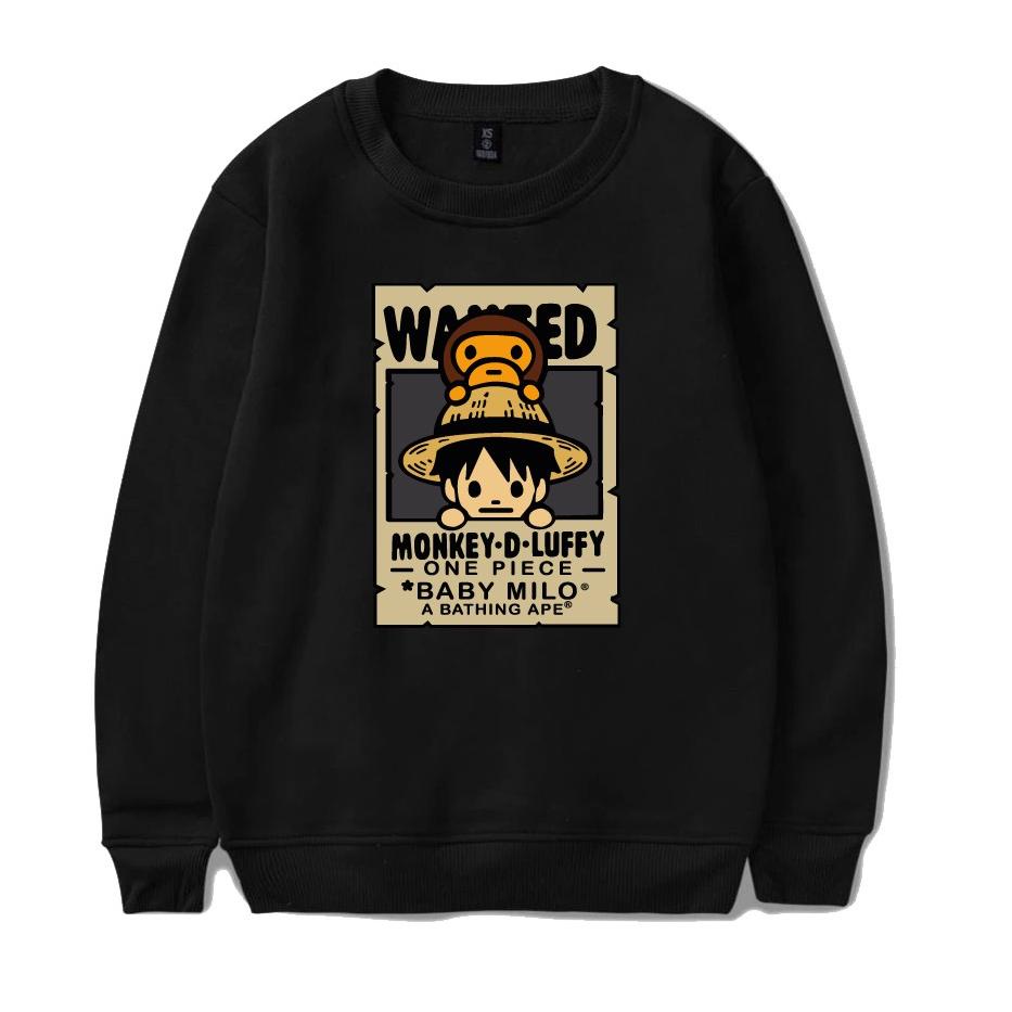 Sweater crewneck anime monkey d luffy one piece x baby milo x a bathing ape {Pdl31au22н}