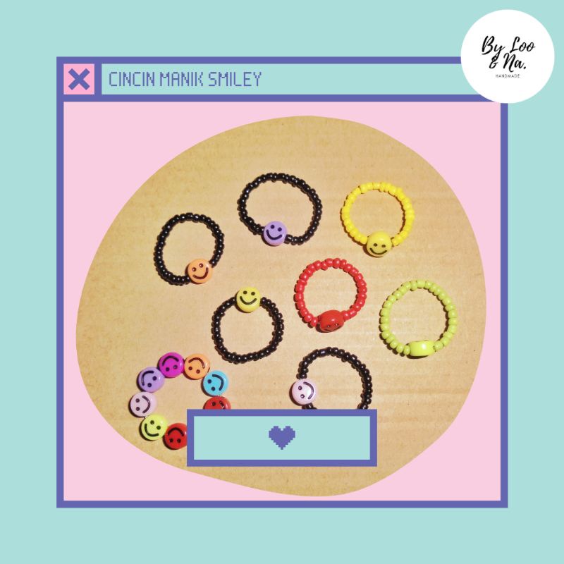 Cincin Manik Ring Beads Smiley