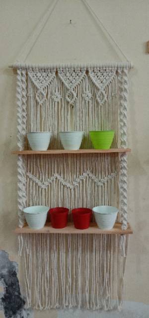 READY STOK) macrame rak susun wand/ rak buku/ macrame ambalan