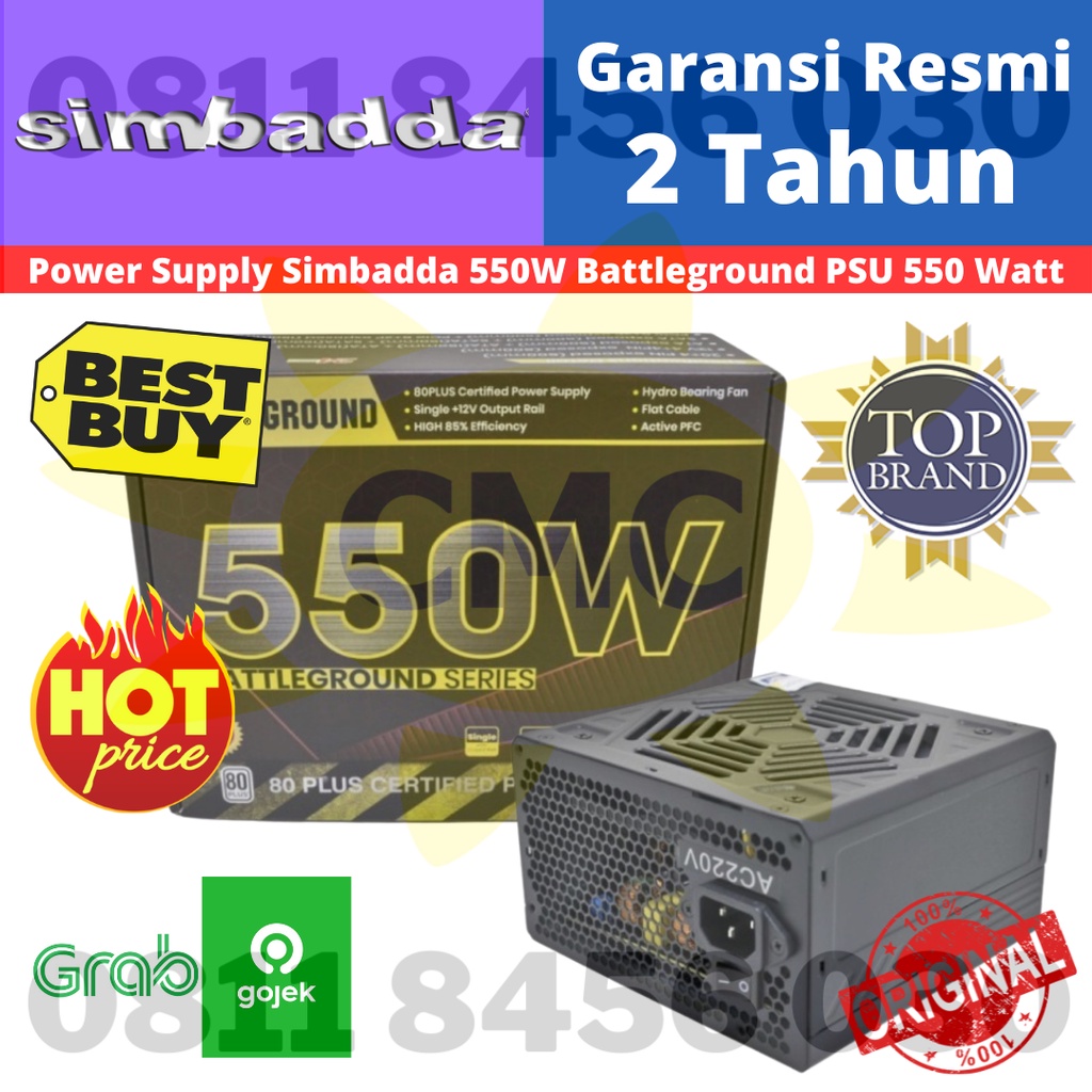 Simbadda Power Supply Battleground 550W PSU 550W 80 PLUS BOX