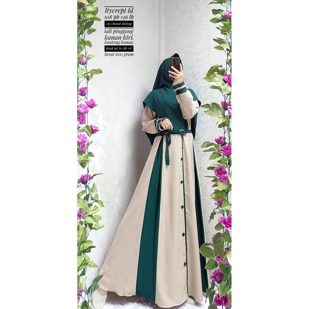 Gamis sabrina itycrepe set khimar efina berkah kancing alfira bukan aku karissa alfaro