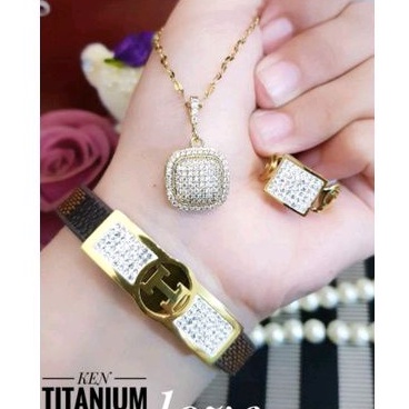 Titanium Set Perhiasan Wanita Gold 48228