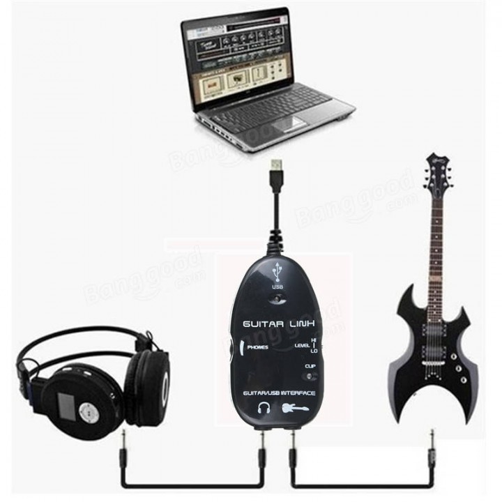 Guitar to USB Interface Link Audio Wire 6.5mm Male Stereo Adapter