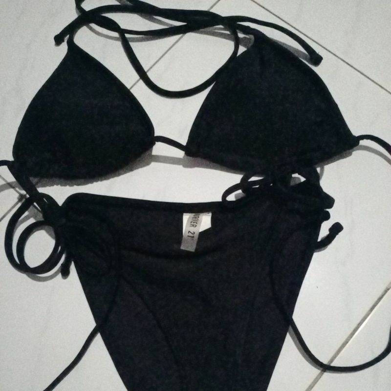 Triangle Black Bikini Set/ Baju Renang Wanita bikini monokini Swimsuit Forever 21 F21