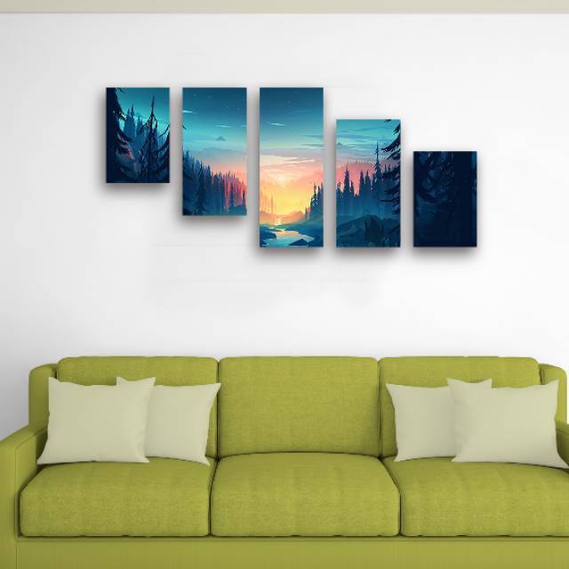 Bayar Di Tempat Wall Art Custom 5 Panel Dekorasi Dinding Unik Premium Shopee Indonesia