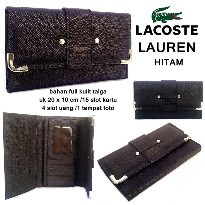 SALE DOMPET WANITA MURAH LACOSTE LAUREN FULL KULIT SERAT KW SUPER HARGA GROSIR HITAM