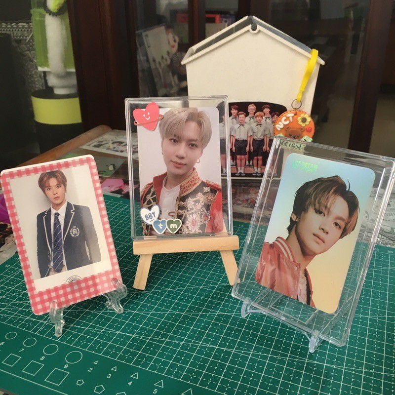 Photocard Holder Acrylic Sandaran kayu Kaki akrilik Stand Photocard Holder