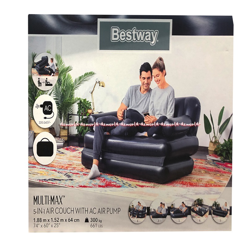 Bestway 188cm Multi Max 5in1 Sofa Kasur Angin Gratis Pompa Couch With AC Air Pump Sofa Best Way Kursi Soffa Tidur